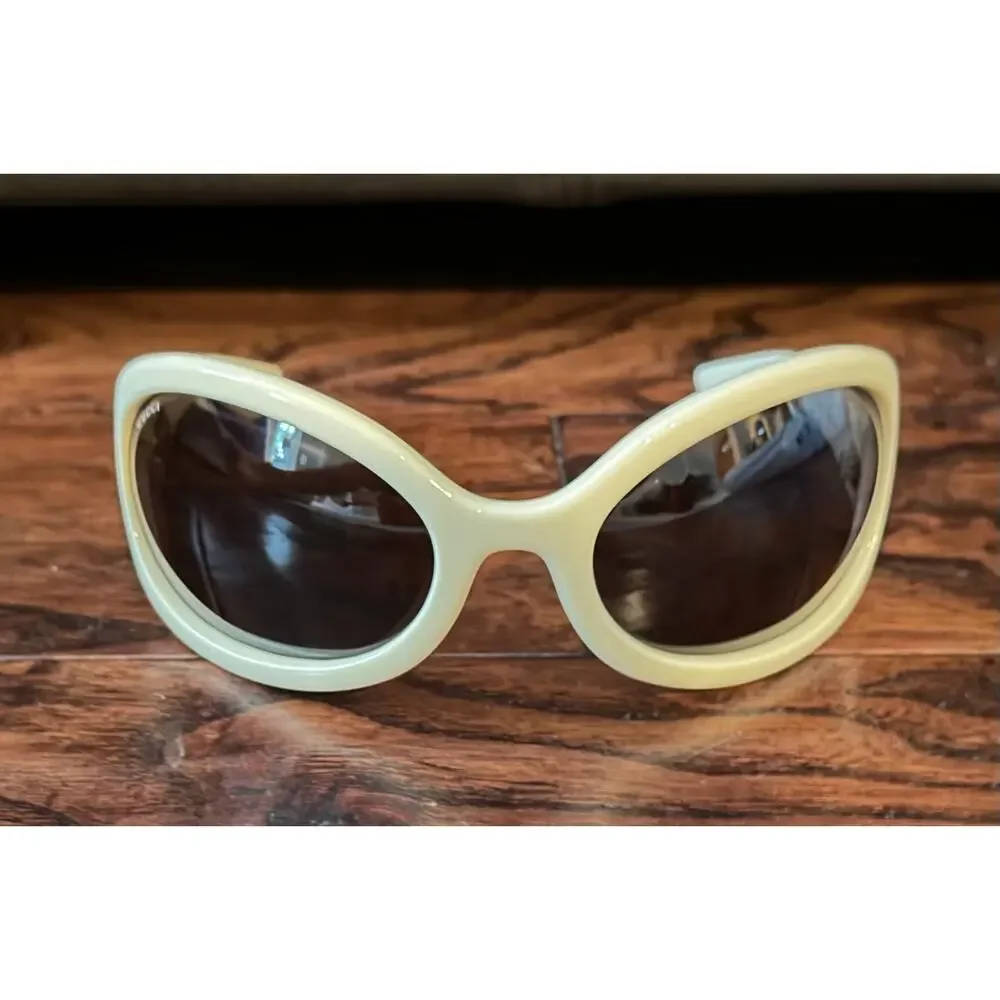 $995 NIB Gucci White 77MM Butterfly Shape Saddle Nose Men's Sunglasses